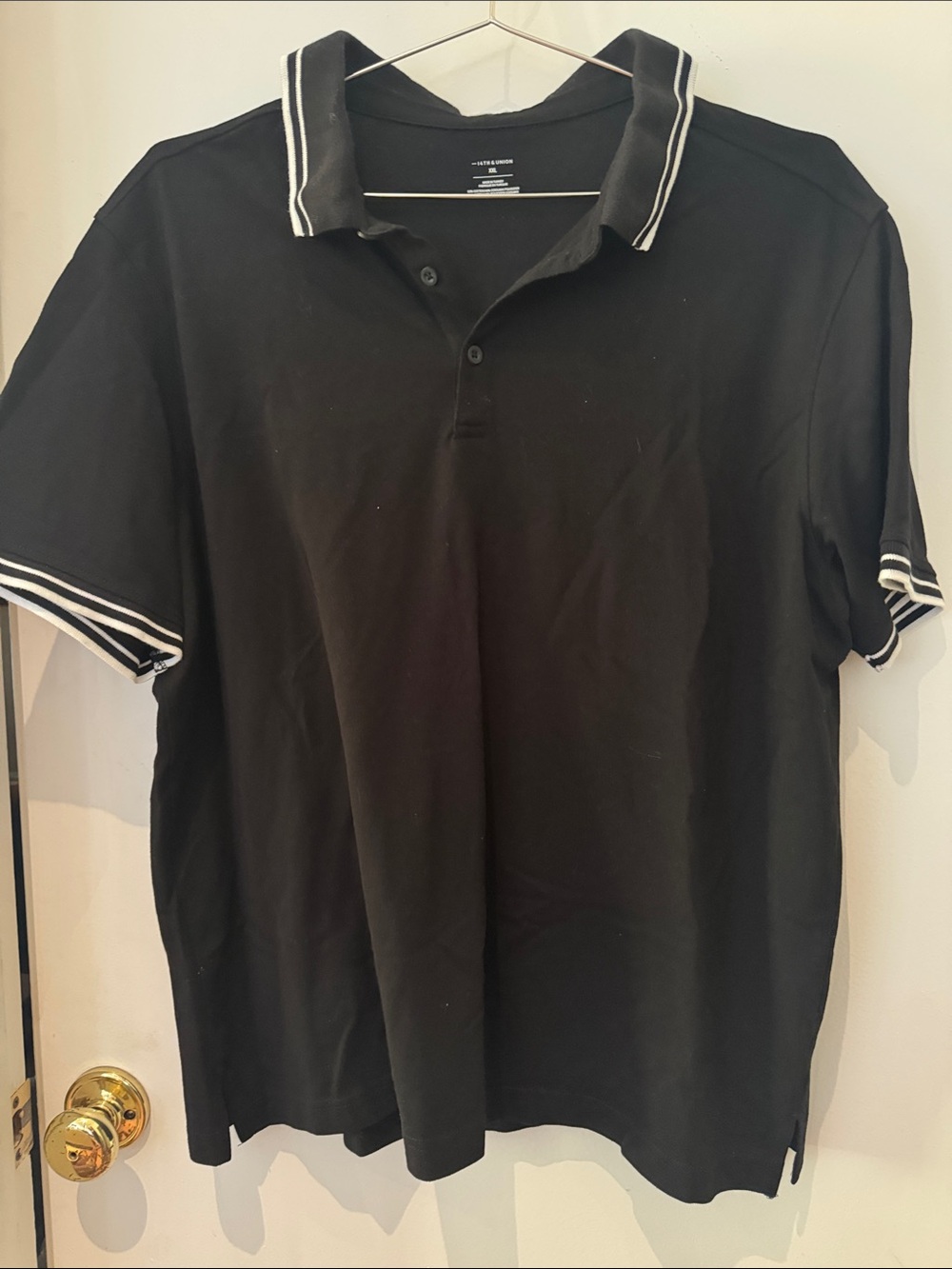 14th & Union Black Polo with White Stripe Trim